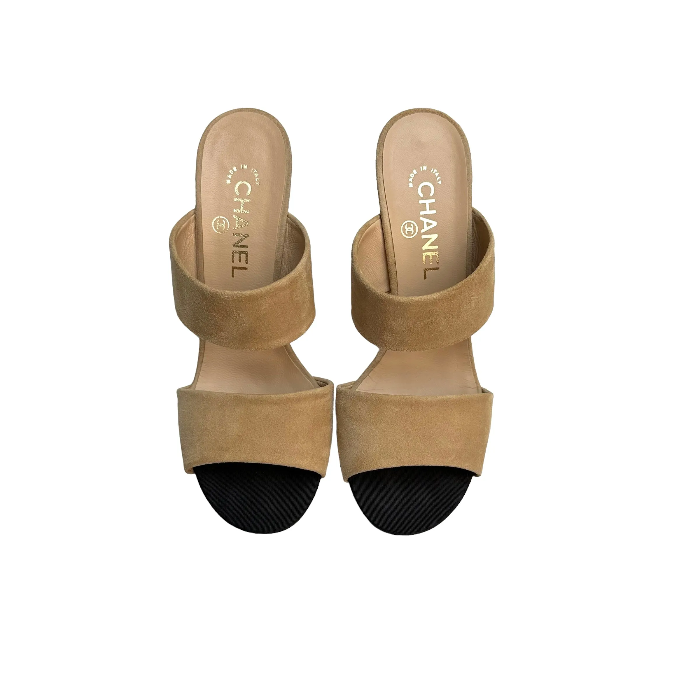 Suede Heels w/Faux Pearl Accents - 9.5